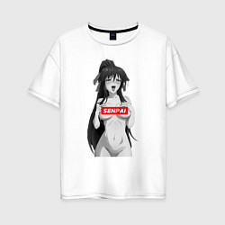 Женская футболка оверсайз Ахегао senpai nudity