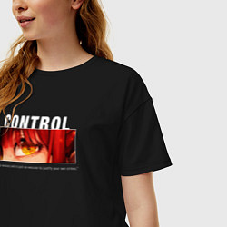 Футболка оверсайз женская Глаза Макимы - Человек бензопила, цвет: черный — фото 2