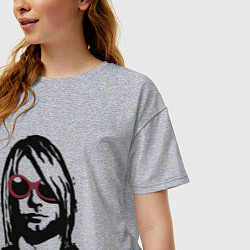 Футболка оверсайз женская Kurt Cobain Nirvana portrait, цвет: меланж — фото 2