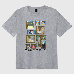 Футболка оверсайз женская Герои студии Ghibli, цвет: меланж