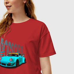 Футболка оверсайз женская Винтажный немецкий автомобиль Порше 911, цвет: красный — фото 2