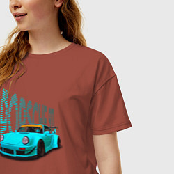 Футболка оверсайз женская Винтажный немецкий автомобиль Порше 911, цвет: кирпичный — фото 2