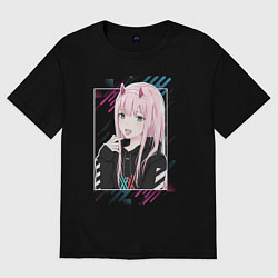 Футболка оверсайз женская Zero Two is darling, цвет: черный