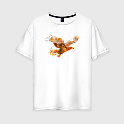 Женская футболка оверсайз Летящий орел и пейзаж