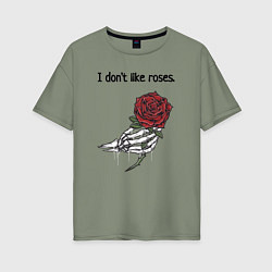 Женская футболка оверсайз Не люблю розы, люблю деньги
