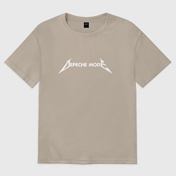 Футболка оверсайз женская Depeche Mode - Metallica logo, цвет: миндальный