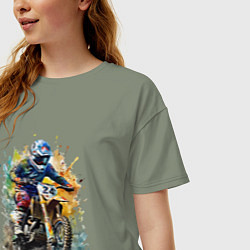 Футболка оверсайз женская Мотокросс, цвет: авокадо — фото 2