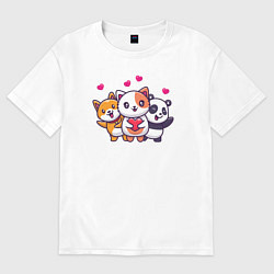 Футболка оверсайз женская Любимые питомцы, цвет: белый