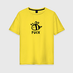 Женская футболка оверсайз Милая веселая пчелка улыбается f*ck