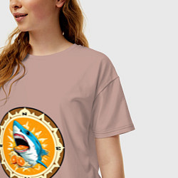 Футболка оверсайз женская Апельсиновый сюрприз от голубой акулы, цвет: пыльно-розовый — фото 2