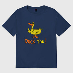 Женская футболка оверсайз Утка показывает палец мем duck you