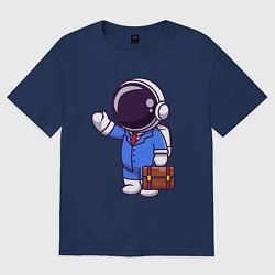 Футболка оверсайз женская Космонавт с чемоданом, цвет: тёмно-синий