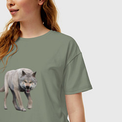 Футболка оверсайз женская Волк рычит, цвет: авокадо — фото 2