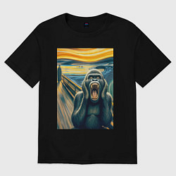 Женская футболка оверсайз Горилла кричит - мем нейросеть