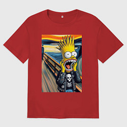 Женская футболка оверсайз Барт Симпсон кричит - мем нейросеть