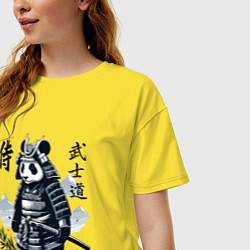 Футболка оверсайз женская Panda samurai - bushido ai art fantasy, цвет: желтый — фото 2