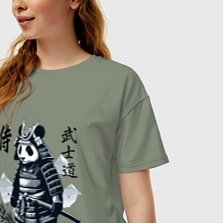 Футболка оверсайз женская Panda samurai - bushido ai art fantasy, цвет: авокадо — фото 2