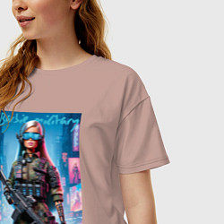 Футболка оверсайз женская Barbie military - special forces, цвет: пыльно-розовый — фото 2