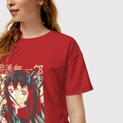 Футболка оверсайз женская Клинок рассекающий демонов Муичиро Токито, цвет: красный — фото 2