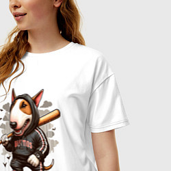 Футболка оверсайз женская Bully with a baseball bat - ai art fantasy, цвет: белый — фото 2
