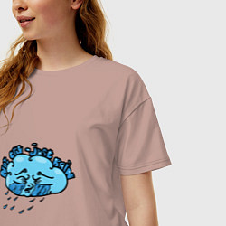 Футболка оверсайз женская Я не плачу - это просто дождь, цвет: пыльно-розовый — фото 2