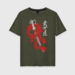 Женская футболка оверсайз Кодекс самурая - путь воина