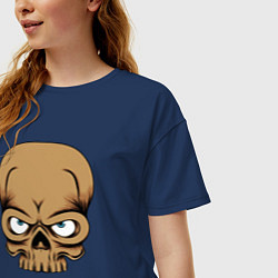 Футболка оверсайз женская Хмурый черепок, цвет: тёмно-синий — фото 2