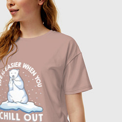 Футболка оверсайз женская Жизнь проще когда ты на расслабоне, цвет: пыльно-розовый — фото 2