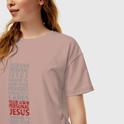 Футболка оверсайз женская Depeche Mode - Personal jesus text, цвет: пыльно-розовый — фото 2
