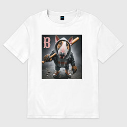 Женская футболка оверсайз Булли крутой бейсболист - нейросеть