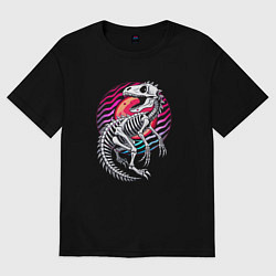 Футболка оверсайз женская Скелет динозавра, цвет: черный