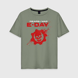 Футболка оверсайз женская Gears of war e-day logo, цвет: авокадо