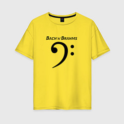 Женская футболка оверсайз Бах и Брамс по-английски с басовым ключом