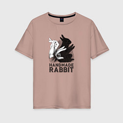 Женская футболка оверсайз Кролик ручной работы