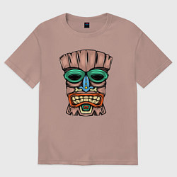 Футболка оверсайз женская Tiki face, цвет: пыльно-розовый