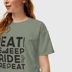Футболка оверсайз женская Eat sleep ride repeat, цвет: авокадо — фото 2