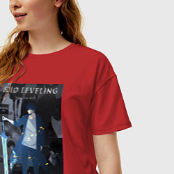 Футболка оверсайз женская Поднятие уровня в одиночку Джину Сон Пробуждённый, цвет: красный — фото 2