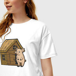 Футболка оверсайз женская Свинка и деревянный дом, цвет: белый — фото 2