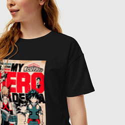 Футболка оверсайз женская Моя геройская академия Кацуки Бакуго коллаж Идзуку, цвет: черный — фото 2