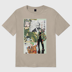 Футболка оверсайз женская Ван-Пис Зоро Ророноа коллаж сильнейший мечник, цвет: миндальный