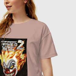 Футболка оверсайз женская Twisted metal 2 - clown head, цвет: пыльно-розовый — фото 2