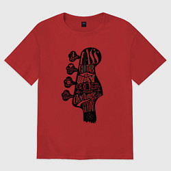 Футболка оверсайз женская Bass guitar neck with titles, цвет: красный