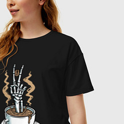Футболка оверсайз женская Skeletor coffee, цвет: черный — фото 2