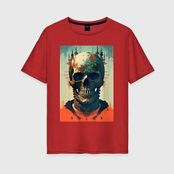 Женская футболка оверсайз Ai art skull - fantasy
