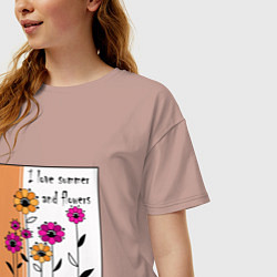 Футболка оверсайз женская Люблю лето и цветы, цвет: пыльно-розовый — фото 2