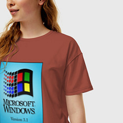 Футболка оверсайз женская Windows 3, цвет: кирпичный — фото 2