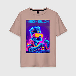 Женская футболка оверсайз Bart Simpson - neon fantasy ai art