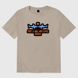 Женская футболка оверсайз Девушка которая любит акул