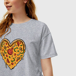 Футболка оверсайз женская Pizza heart, цвет: меланж — фото 2