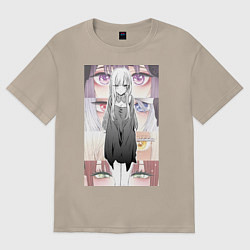 Футболка оверсайз женская Эта фарфоровая кукла влюбилась, цвет: миндальный